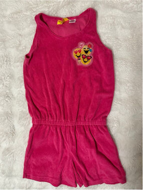 Girls Emojination Pink Terry Cloth Swimsuit Cover Up Size L with Emoji Patch